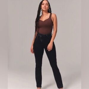 Abercrombie and Fitch The 90s Slim Straight Ultra High Rise Black Criss Cross 27
